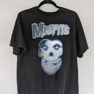 Vintage Misfits 2001 Rock Cinder Block Skull Graphic T-Shirt Size Large